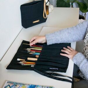 The Crafter’s Box Canvas Tool Roll Large Black Artist Crafter Painter
